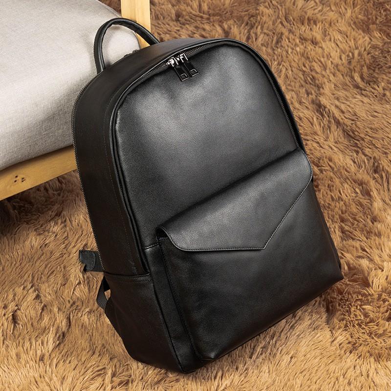 Real Cowhide Backpack Men Trendy Solid Color Business Large Capacity Computer Bag Top Layer Men s