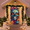 Copri Porta Giorno dei Morti Messicano Sfondo Scena Giorno dei Morti Decorazione Festa Fiore Messicano Teschio Scheletro Candela Striscione Festa
