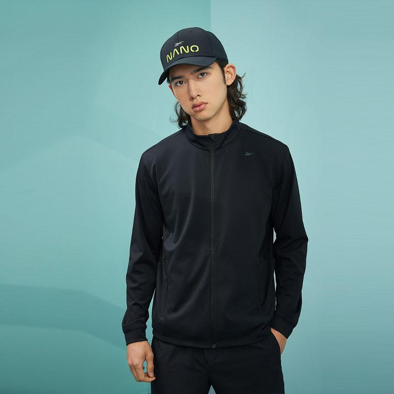 Reebok Solid Color Knitted Stand Collar Casual Jacket Men Jackets Black 23RCS105M001