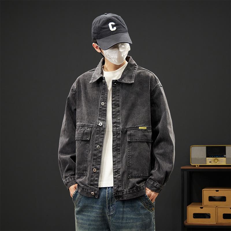 

Мужская джинсовая куртка в гонконгском стиле, новая корейская версия, модная свободная и универсальная куртка-карго, куртка 3XL