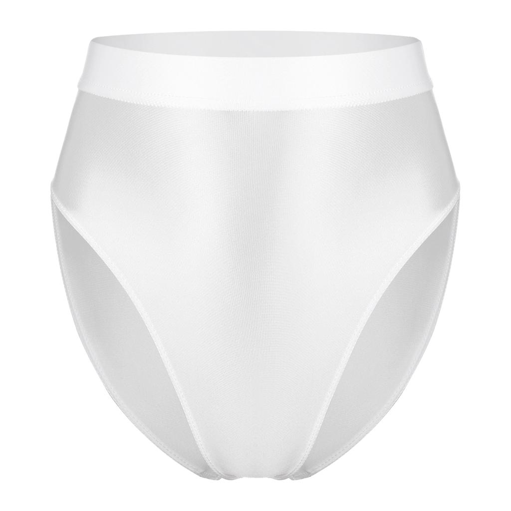 Womens Shiny High Waist Briefs Swimsuit Bottom Beachwear Underwear