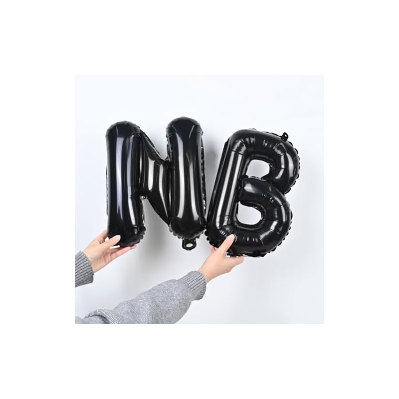 Lausatek Alphabet A-Z Balloon Set, Black Letter Balloons for Birthdays, Parties, Events, and Photography (26 Pieces)