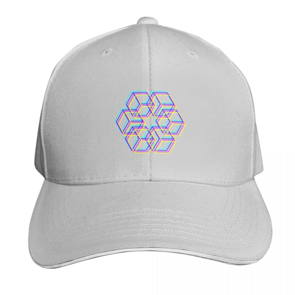 Geometrische mehrfarbige Würfel Baseballkappe Golfhut Baseballkappe Wilde Ballkappe Neu im Hut Junge Damen