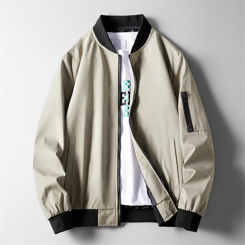 Autumn Casual Jacket Baseball Collar Solid Color Men's Versatile Top Jacket Daily Men