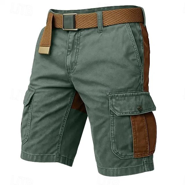 Men's washed pure cotton color matching casual three-dimensional bag overalls fashion sports double zipper crotch pants do not contain belts