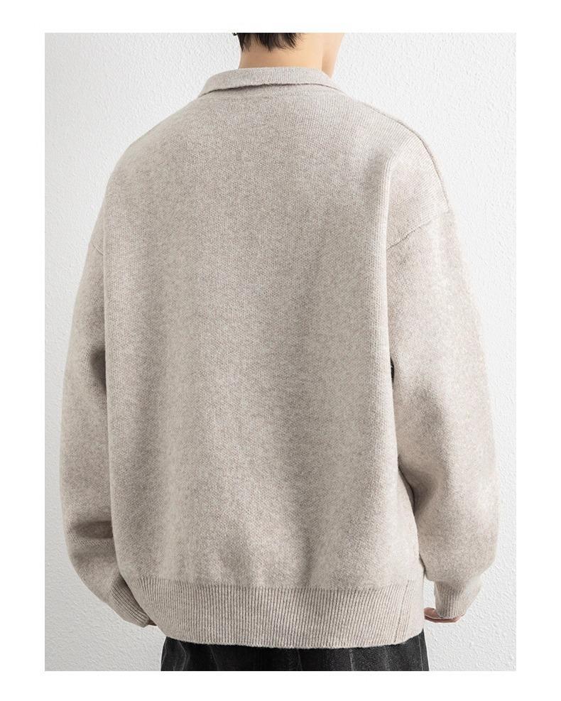 Men's Plus Size Retro Lapel Knitwear Sweater - Autumn/Winter Casual Versatile Style