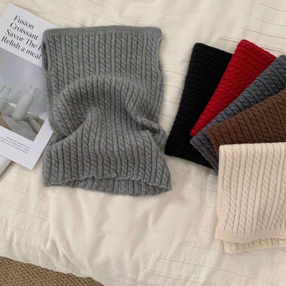 Korean Style Knitted Scarf Solid Color Pullover Wool Bib Retro Turtleneck Fake Collar Student