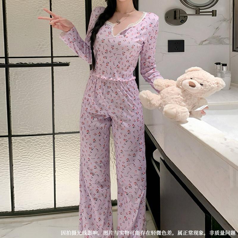 

Popular European and American style autumn and winter clothing sexy casual fashion long-sleeved trousers pajamas two-piece suit women s【 40-52.5kg 】