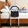 Bed Rail for Elderly, Bedside Assist Rails with Supporting Leg and PU Handrail, Adjustable Height Carbon Steel Pipe Bedside Cane, Bed Bars for Seniors