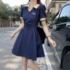 MR Practice Short-sleeved Polo Collar Dress Women's Summer Waist A Word Thin Belly Cover Skirt Explosion