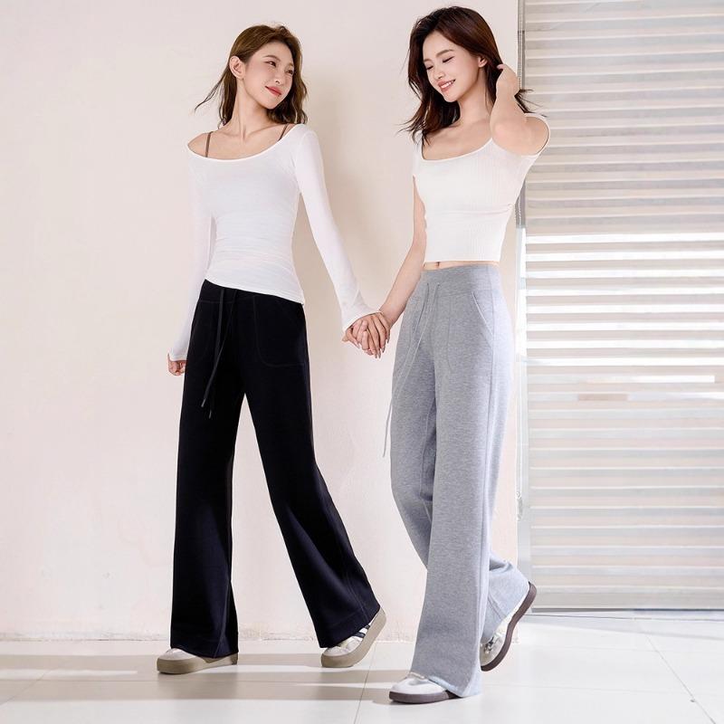Modal high-waisted casual straight-leg pants new thin and smooth nude loose wide-leg yoga pants women