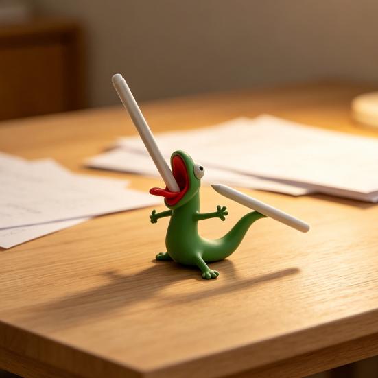 Yousheng 3D Printed Gecko Pen Holder Funny Lizard Pencil Display Stand Cute Small Animal Desk Organizer for Home Office