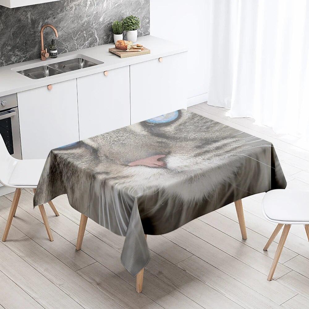Cute Cat Tablecloth Anti-Stain Waterproof Rectangular  Kitchen Table Decoration Home Decor