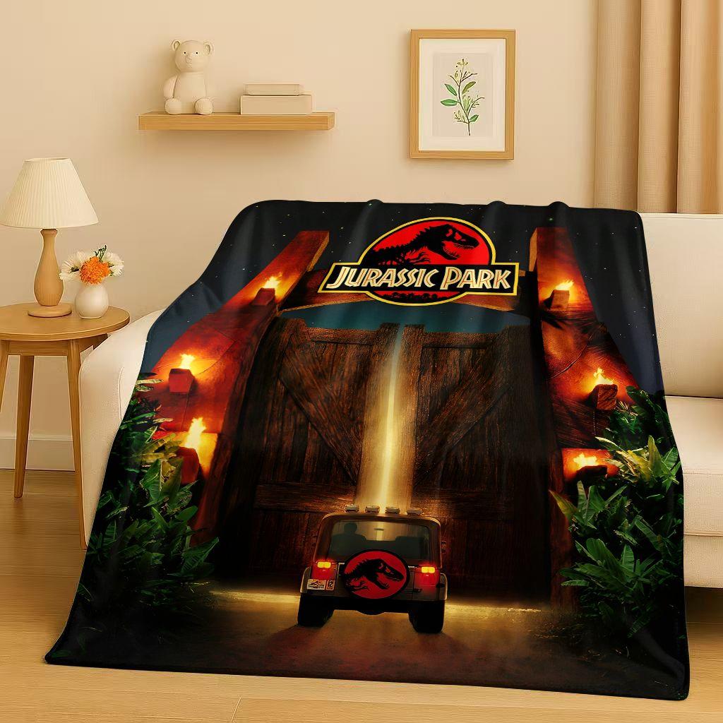 Coperta in Flanella Cartoon Dinosauro Jurassic Park 3D, Coperta Morbida Calda in Peluche per Casa Camera da Letto Letto Divano Copertura Ufficio Campeggio