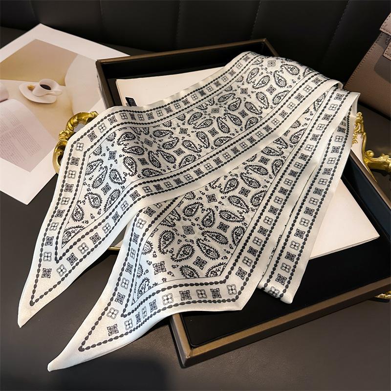 Scarf, Long Silk Scarf, Versatile Silk Scarf, Double-Layer Simulated Silk, Diagonal Scarf, Autumn And Winter Hair Binding And Scarf