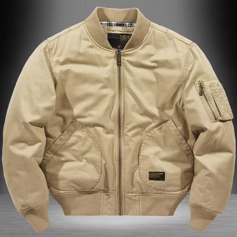 Unisex Retro Japanese Pilot Jacket - Lightweight, Trendy, Cotton Baseball Style for All Seasons Medium хаки