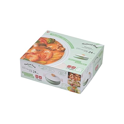 PEARL METAL HB-6973 Tabletop Pot, 24cm, Induction Compatible, Baked Finish, Ceramic Coating, Serves 3-4, Green, Natural Cook Pure