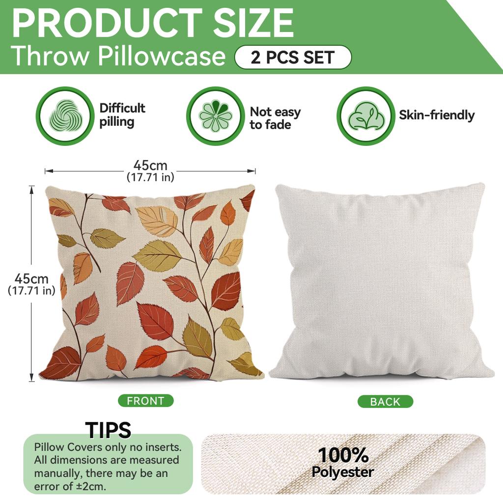 45X45Cm Maple Leaves Pillowcase Imitation Of Linen Cushion Case 100% Polyester Living Room Bedroom Sofa Home Room Decoration