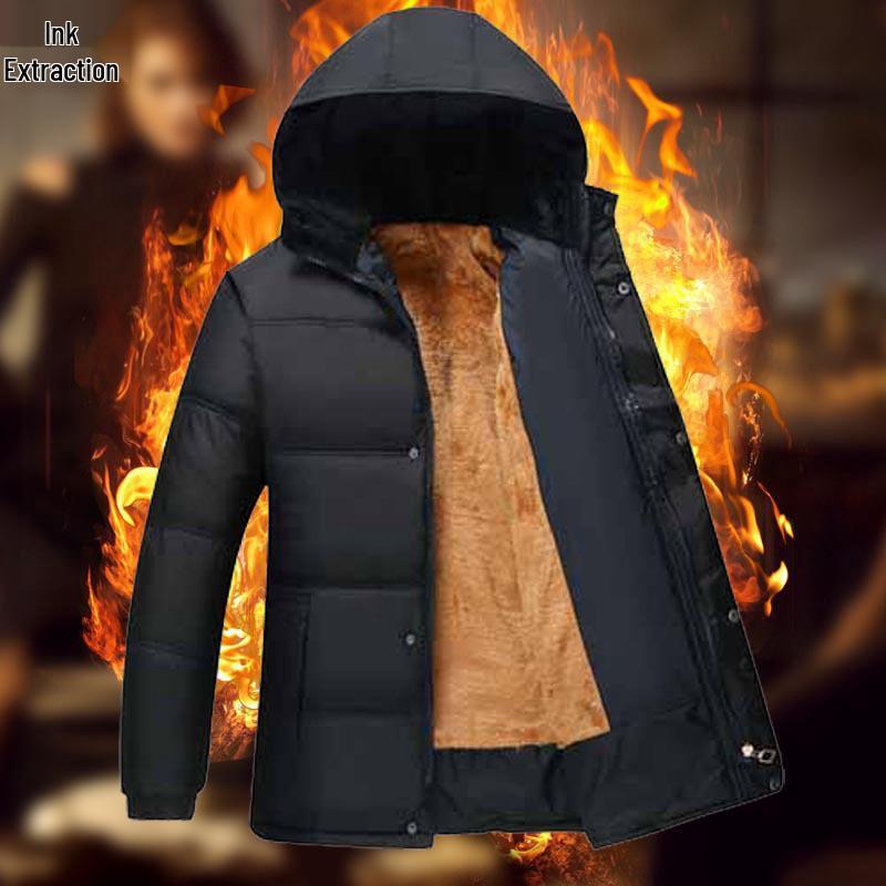 Men's Thick Fleece-Lined Cotton Jacket - Autumn/Winter Style for Middle-Aged & Elderly