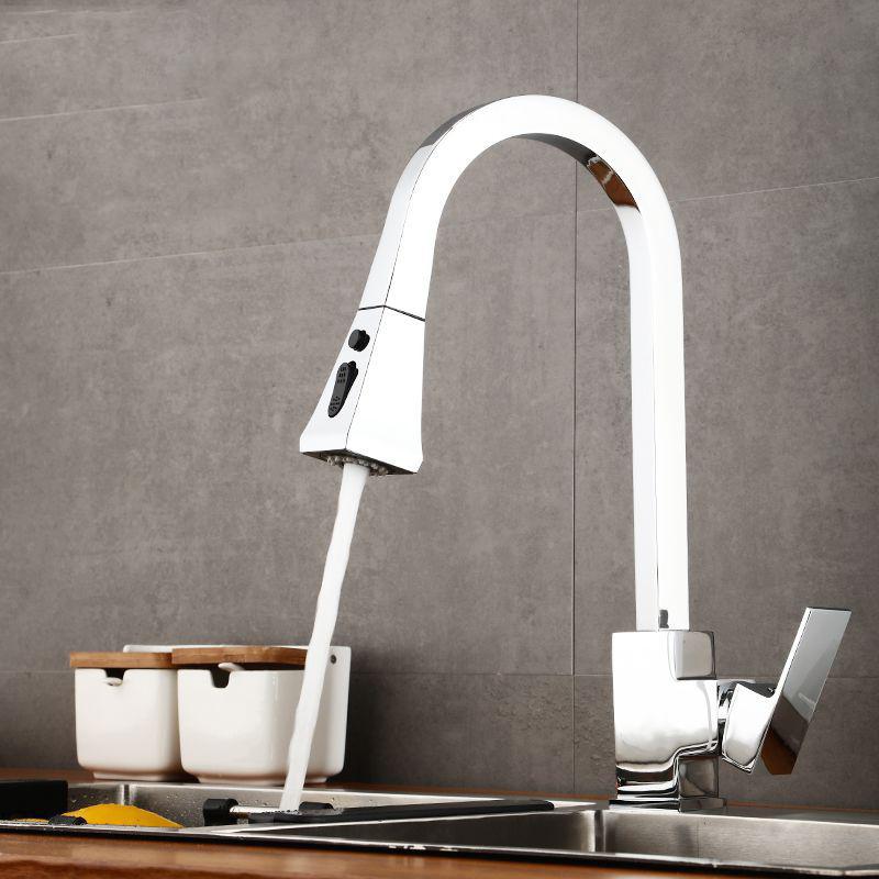 

Matte Black Kitchen Faucet Cold and Hot Kitchen Mixer Pull Out Two Function Deck Mounted Tap With Free Hose