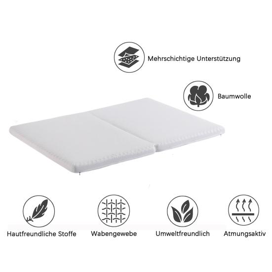 Foldable Mattress, Honeycomb Fabric, Ergonomic, Breathable And Durable, Compression Packaging, Multi-Purpose Mat, Hardness H3, 23D Sponge, White,