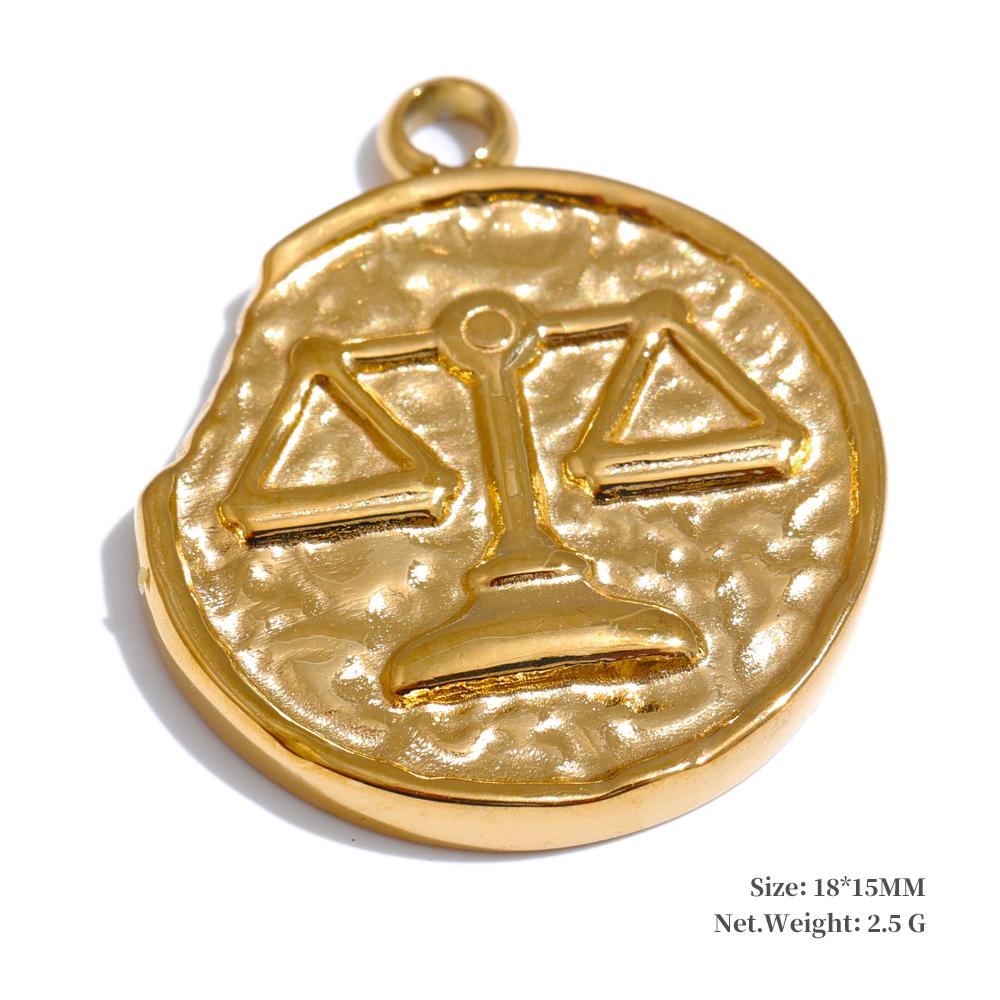 Yhpup Real Gold Plated 12 Constellation Metal Diy Charms For Jewelry Making Bulk Stainless Steel Charm Pendant Accessories
