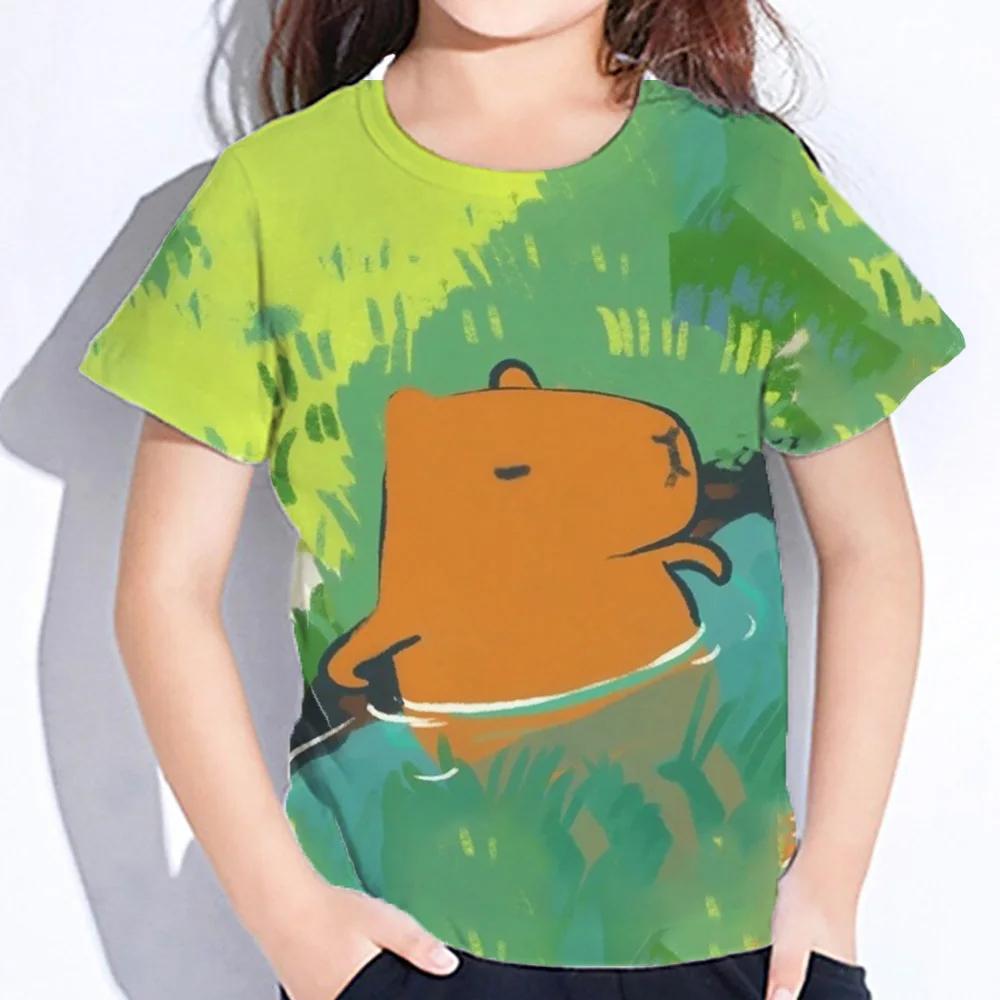 Summer Kids 3D Print Cute Cartoon Capybara T-shirt Fashion Tops Tees Children Short Sleeve Clothing Boys Girls Luxury Streetwear