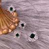 Elegant Emerald Three-Piece Jewelry Set: Necklace, Earrings, and Ring - Retro Chic and Versatile