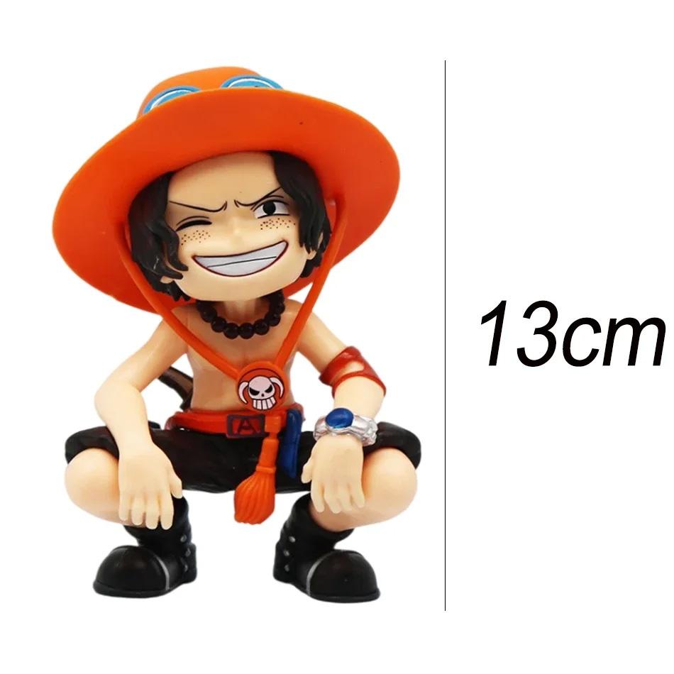 One Piece Handheld Luffy Solon Portgas·D· Ace Sitting Yamato Q-Version Trendy Play Cartoon Anime Car Ornament Peripheral Gifts