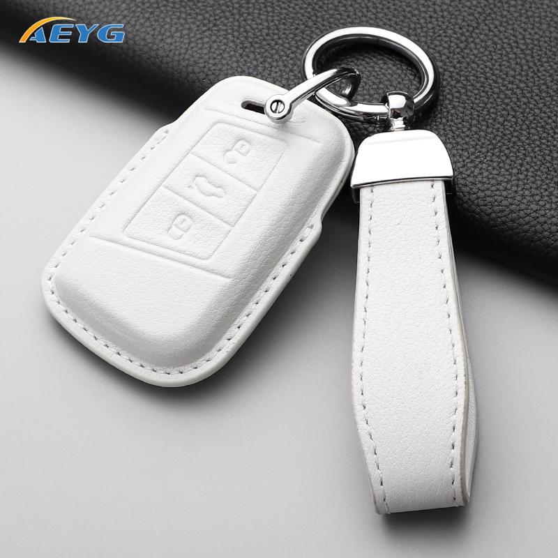 Leather Car Remote Key Case Cover Shell For Volkswagen Vw Magotan Passat B8 Golf For Skoda Superb A7 Key Chain Accessories