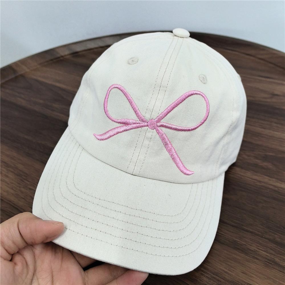 Chic Denim Baseball Cap with Bowknot & Embroidered Lettering - Adjustable, Sun-Protective Dad Hat for Women