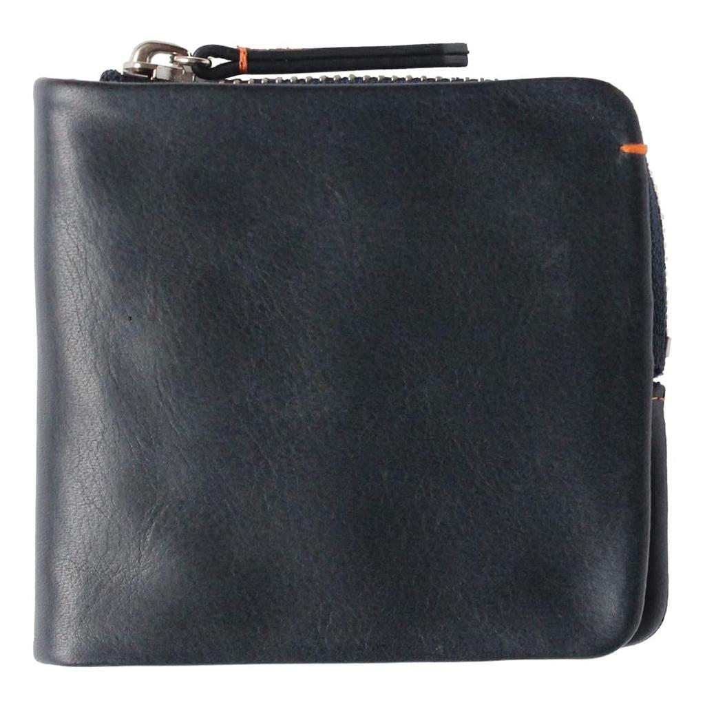 CCOMPANY LIMITED Carteira Masculina Maurice Dobrável com Porta-Moedas e Porta-Cartões, Couro de Vaca com Fecho de Zíper (Marinha)