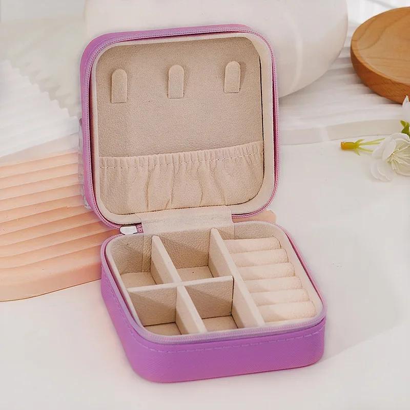 Mini PU Jewelry Box - Portable Ring Earring Organizer Case, Small Jewelry Storage Pouch for Travel & Home Use