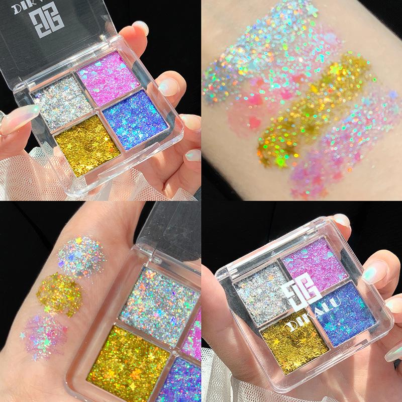 DIKALU Vierfarbiges Glitzer-Lidschatten-Gel für Bühnen- und Tanzkosmetik