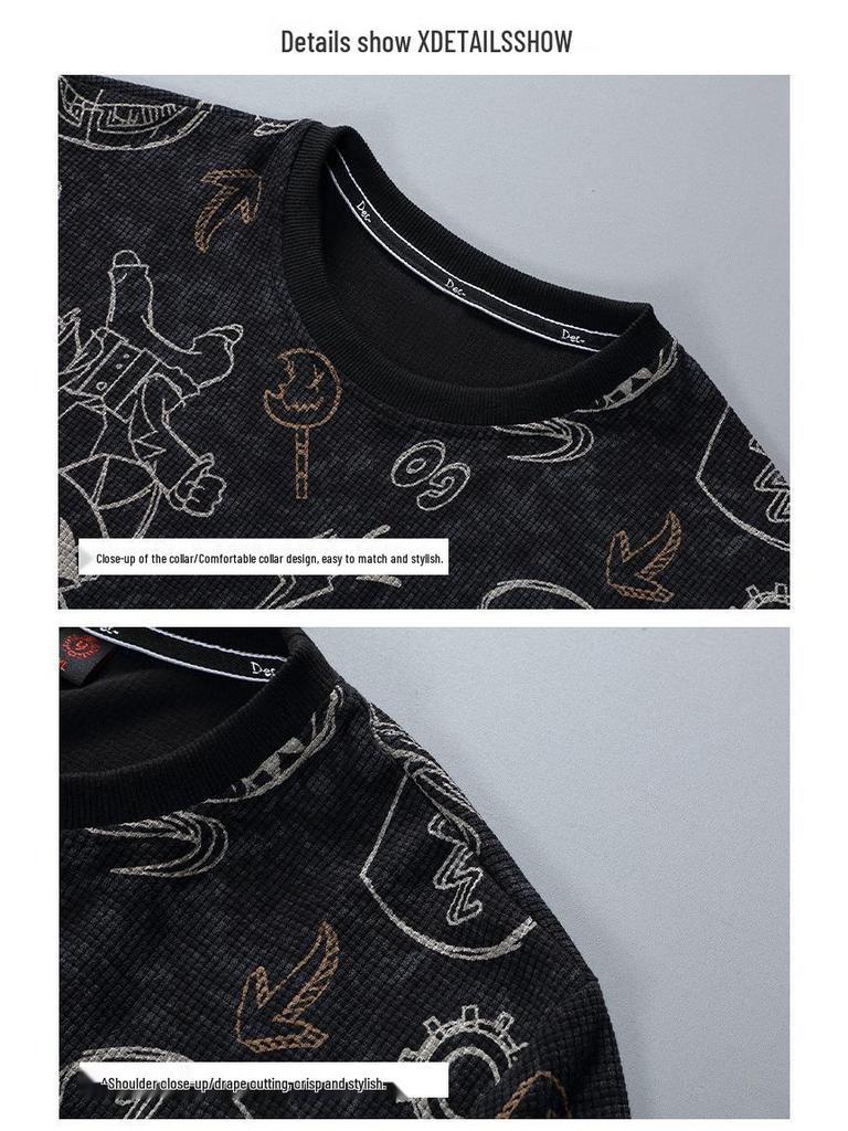 Trendy Men's Plus Size Crew Neck Sweatshirt - Spring/Autumn 2021 Collection for Larger Sizes