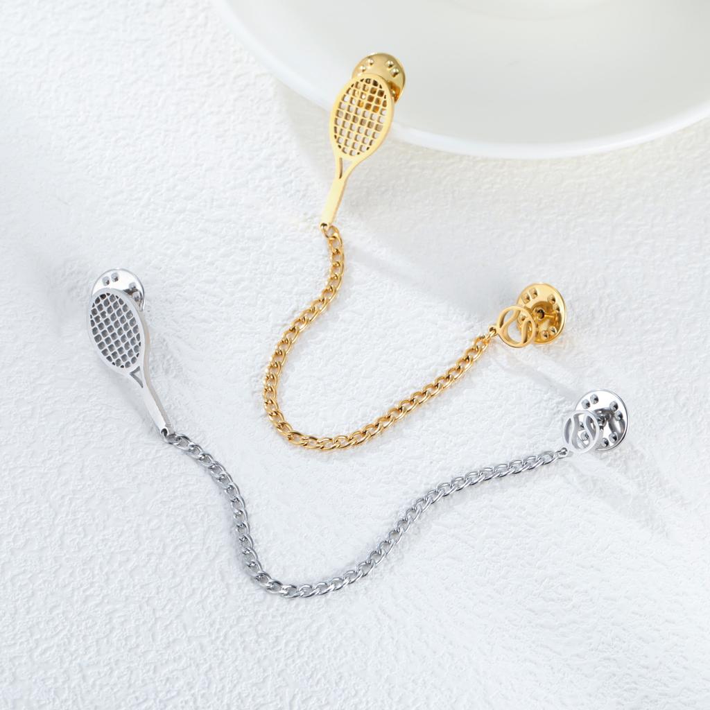 Cazador Stainless Steel Tennis Racket Ball Trendy Lapel Pins Brooch for Women Men Badges Jewelry Tennis Enthusiasm New Gifts