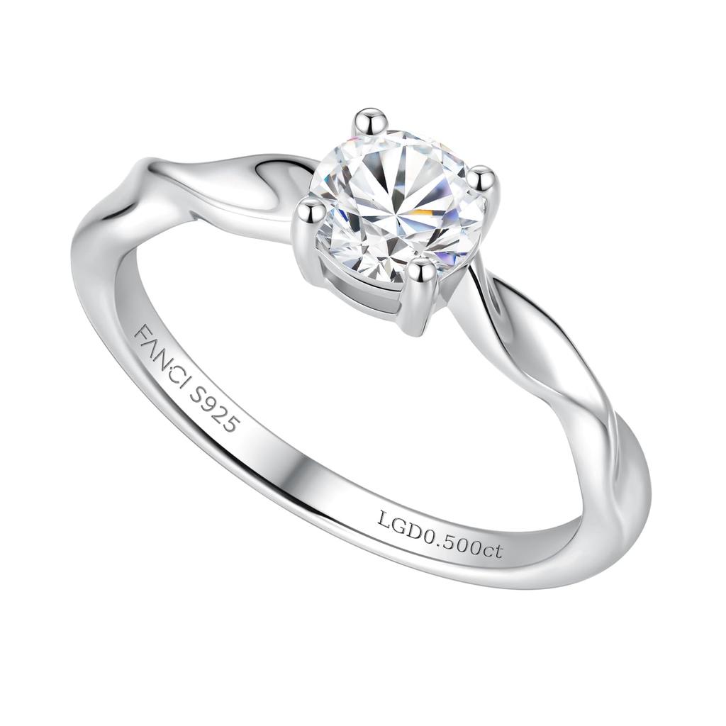 FANCIME Diamond Ring for Size Single Perfect for and Wedding Gift Wrapping Included "Ever Yours" Women, 13, Lab-Grown Diamond, Stone, 0.5ct (DEF/VS),