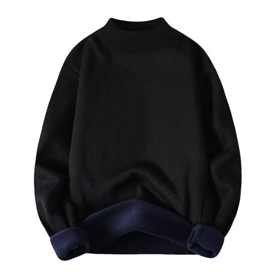 Men Winter Sweater Half Turtleneck Solid Color Fleece Soft Long Sleeves Keep Warm Pullover Plus Size Spring Sweater Men Garment