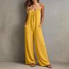 2026 Spring and Summer New European and American Cross-border Women's Clothing Casual Loose Wide-leg with Pockets Seaside Vacation Style Jumpsuit