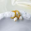 eManco 14K Gold Plated Freshwater Pearl Hoop Earrings for Women - Stainless Steel High-End Jewelry Accessories