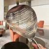 Stainless Steel Large Colander with Extended Handle Fine Leak Holes Soup Pot Strainer for Oil Draining And Skimming Rust-Resistant Strainer Spoon