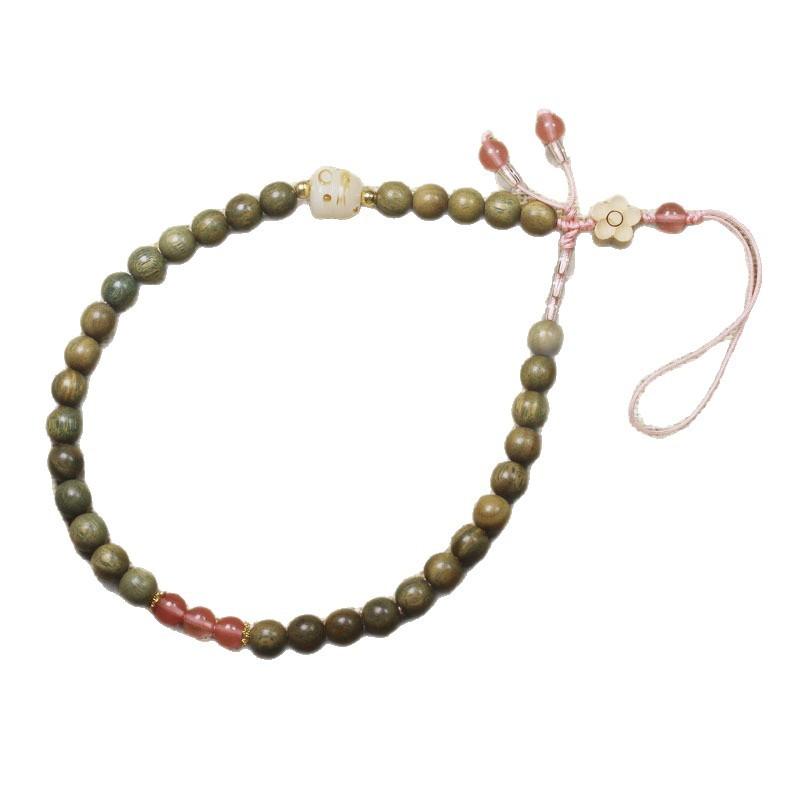 Green Sandalwood 8mm Phone Charm Bodhi Cat Literary Bag Hanging Ornament Creative Jewelry