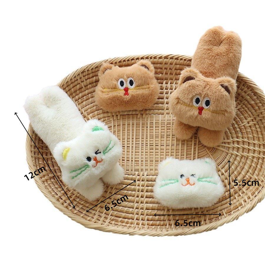 Cartoon Plush Cat Brooch - Funny Expression Kitten Accessories for Bags, Shoes & Hats