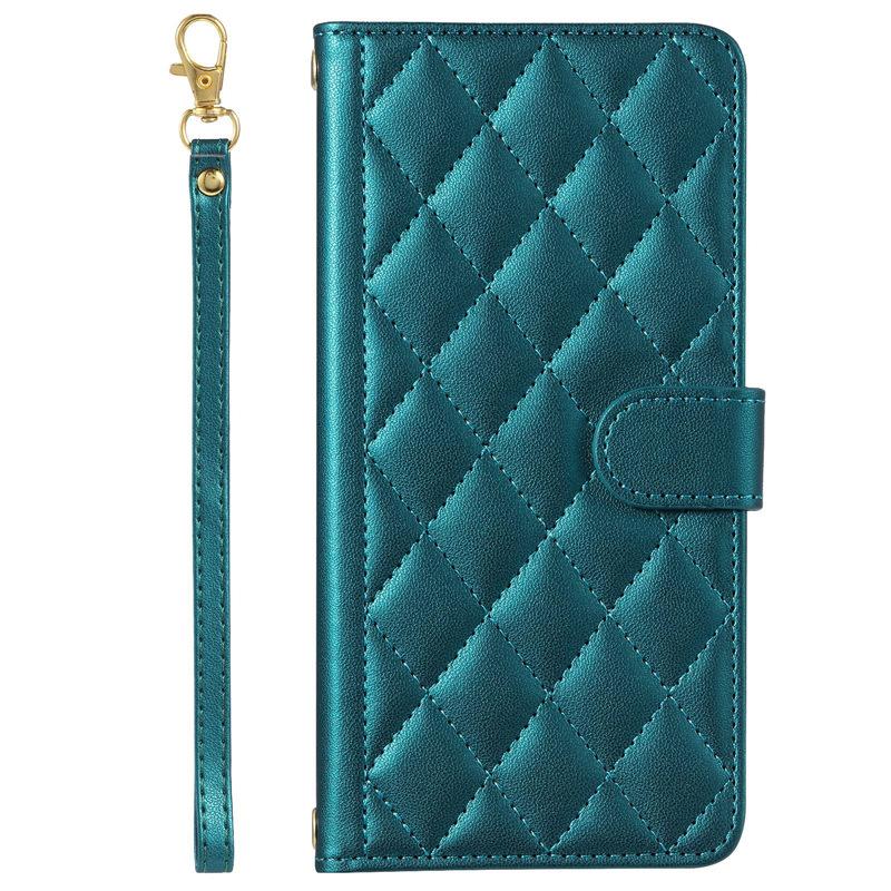 Applicable to Samsung A17/A07Phone case with houndstooth pattern and crossbody strap A56/A55/J8Card slot flip cover case