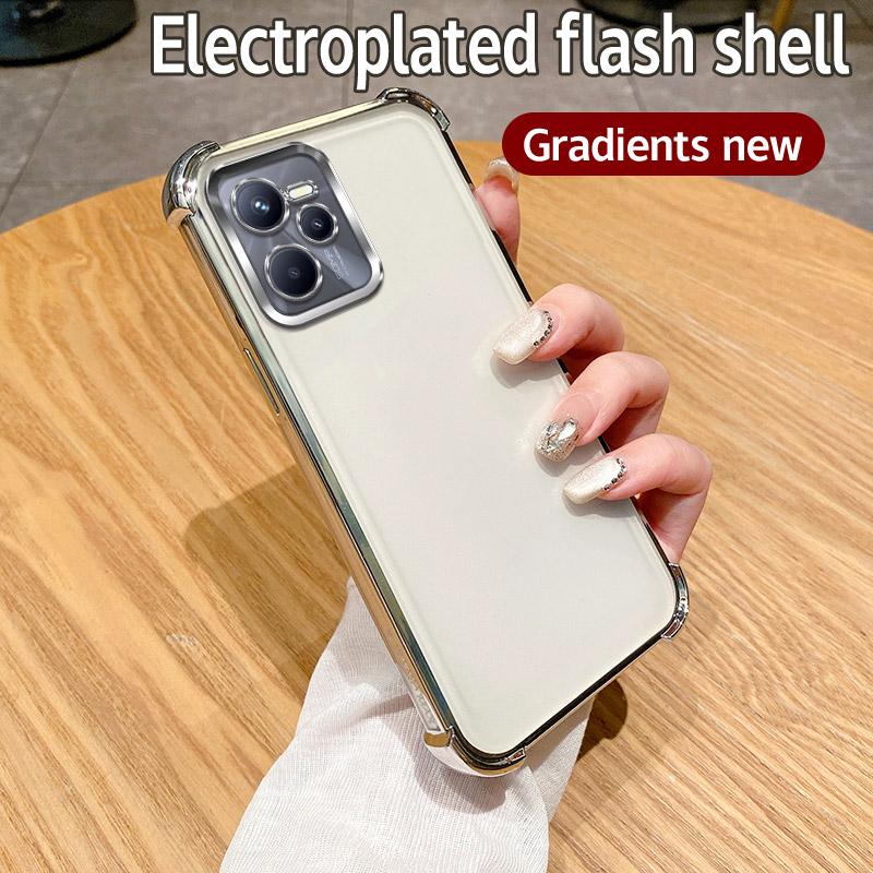 For OPPO Realme C35 Case Realme Narzo 50A Prime Phone Case Shiny Glitter Plating Silicone Camera Lens Soft Back Cover