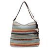 Rainbow Striped Woven Bag Women's New Fashion Commuter Tote Bag Shoulder Bucket Straw Woven Bag Tide