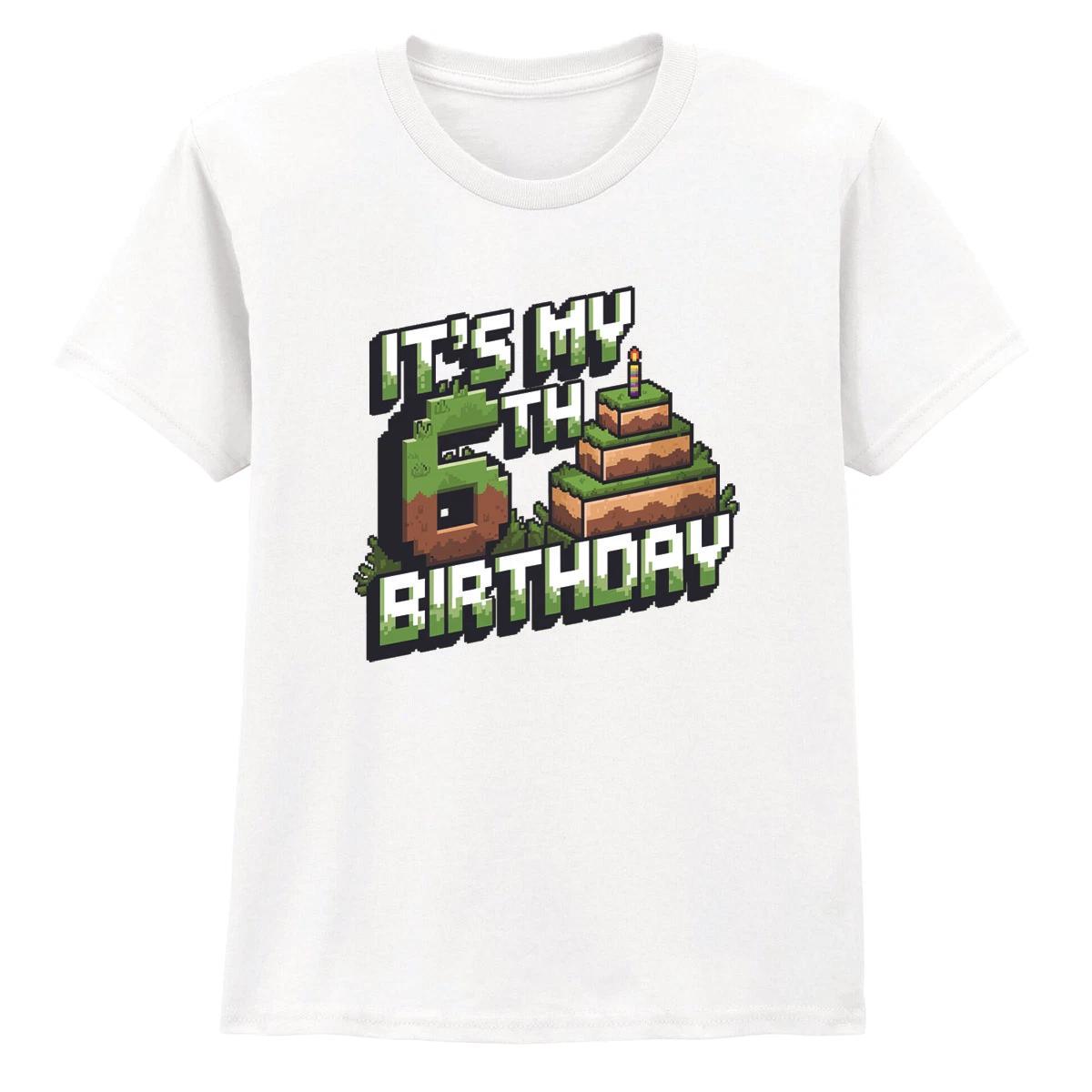 Its My 6th Birthday Pixel Art Kids T-Shirt Gaming Theme Celebration 100
