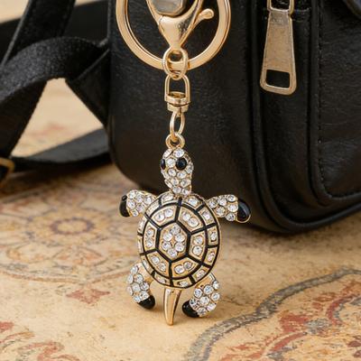 Yousheng Cute Turtle Shape Rhinestone Keychain Sparkling Faux Crystal Bag Charm for Purse Handbag Accessory Gift for Women