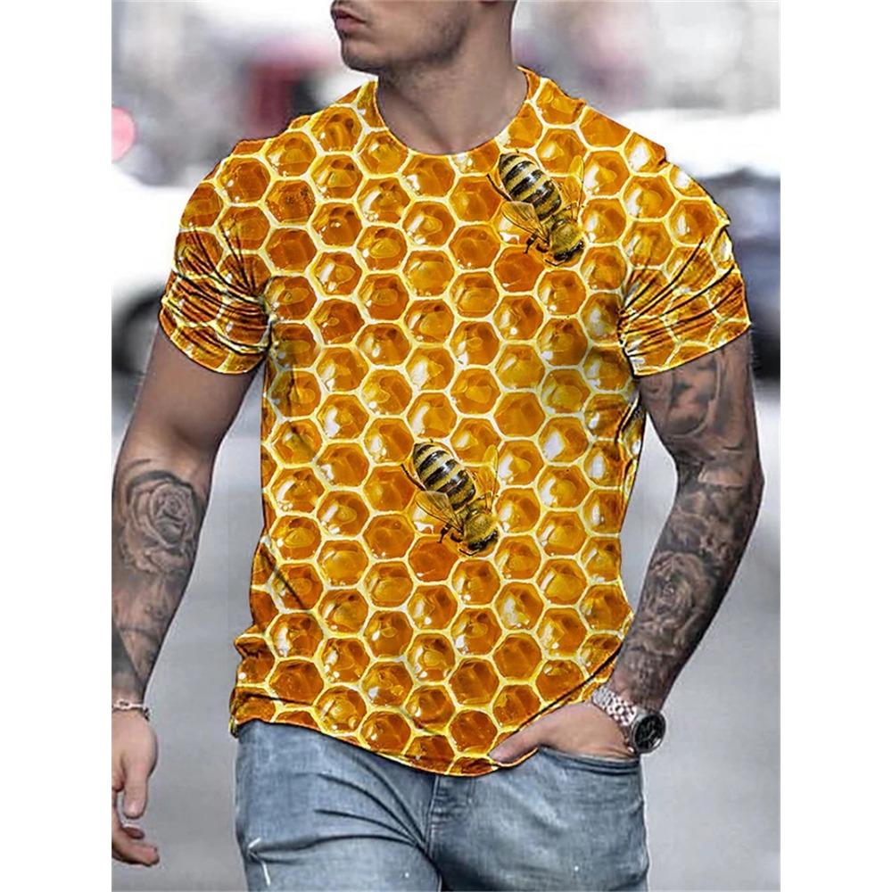 Men's T-Shirts 3d Print Cute Bee Pattern Tops Tees New In Summer Women Kids Streetwear Fashion Oversized T Shirt Men Clothing