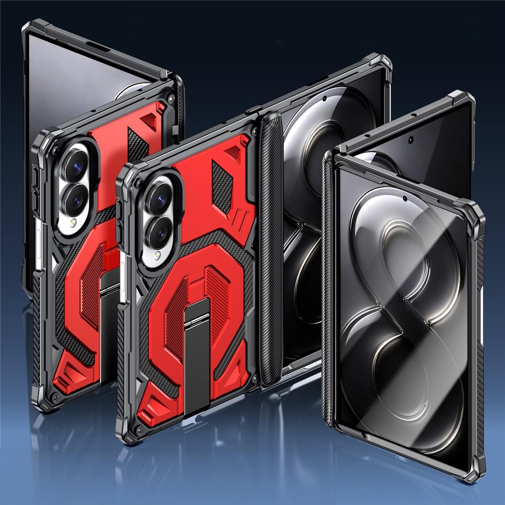 Armored Case for Samsung Galaxy Z Fold 8, with Stand and Hinge Cover, for MagSafe, Red